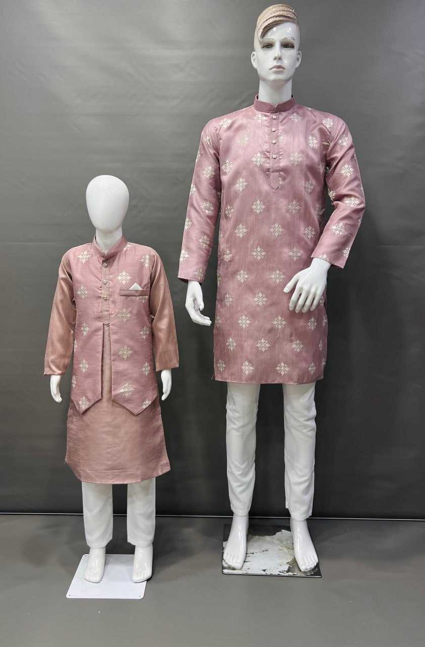 YNF PARBON SILK RBV GOLDEN WHOLESALE MENS & KIDS COMBO SET MANUFACTURER